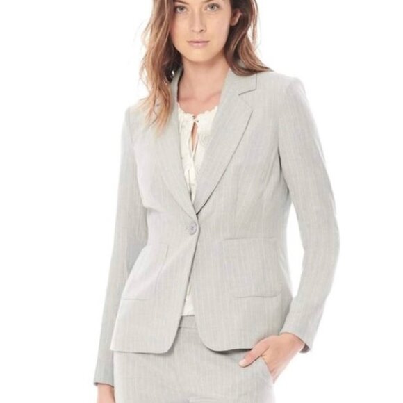 Ecru White Pinstripe Blazer Jacket Size Small - Picture 2 of 15